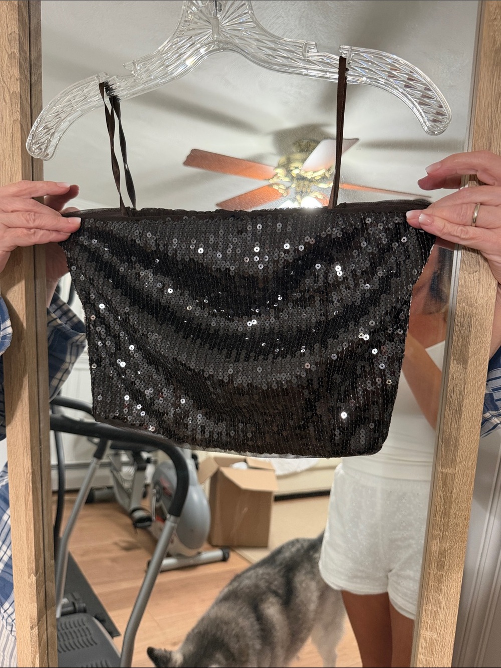 Brown Sequin Evening Bustier Anthropologie